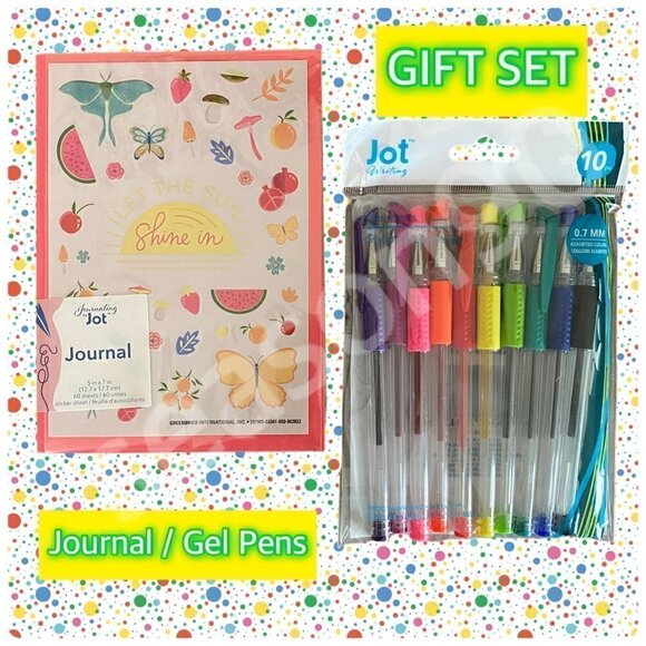 JOT 5x7 Journal w "Let the Sun Shine In" Sticker Pack / JOT 10-Pc Gel Pens SET - Picture 5 of 9